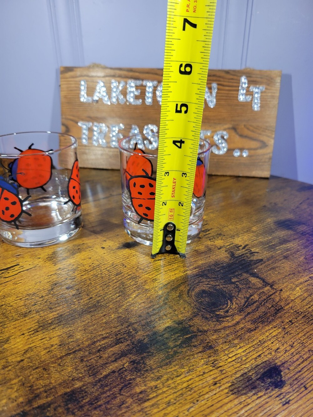 Clear Glass Tumbler lot of 2 with Red Ladybug Design - Picture 6 of 11